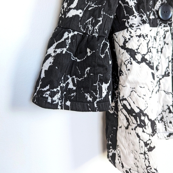 JM Collection Colorblock Marble Print Quilted ¾ Sleeve Jacket Black White- sz 1X - Picture 5 of 11